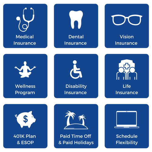 Icons representing various benefits  Icons representing various benefits